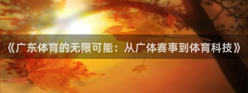 河豚体育直播下载：《广东体育的无限可能：从广体赛事到体育科技》